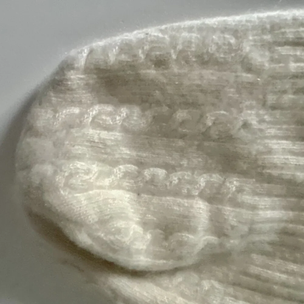 White Cashmere Cable Knit Sporty School Gorpcore Preppy Ski Knit Hat Beanie M